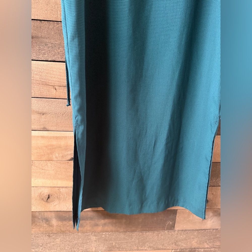 Vintage Kathie Lee Collection Teal Checkered Sleeveless Midi Dress Minimal 90s - Picture 4 of 9